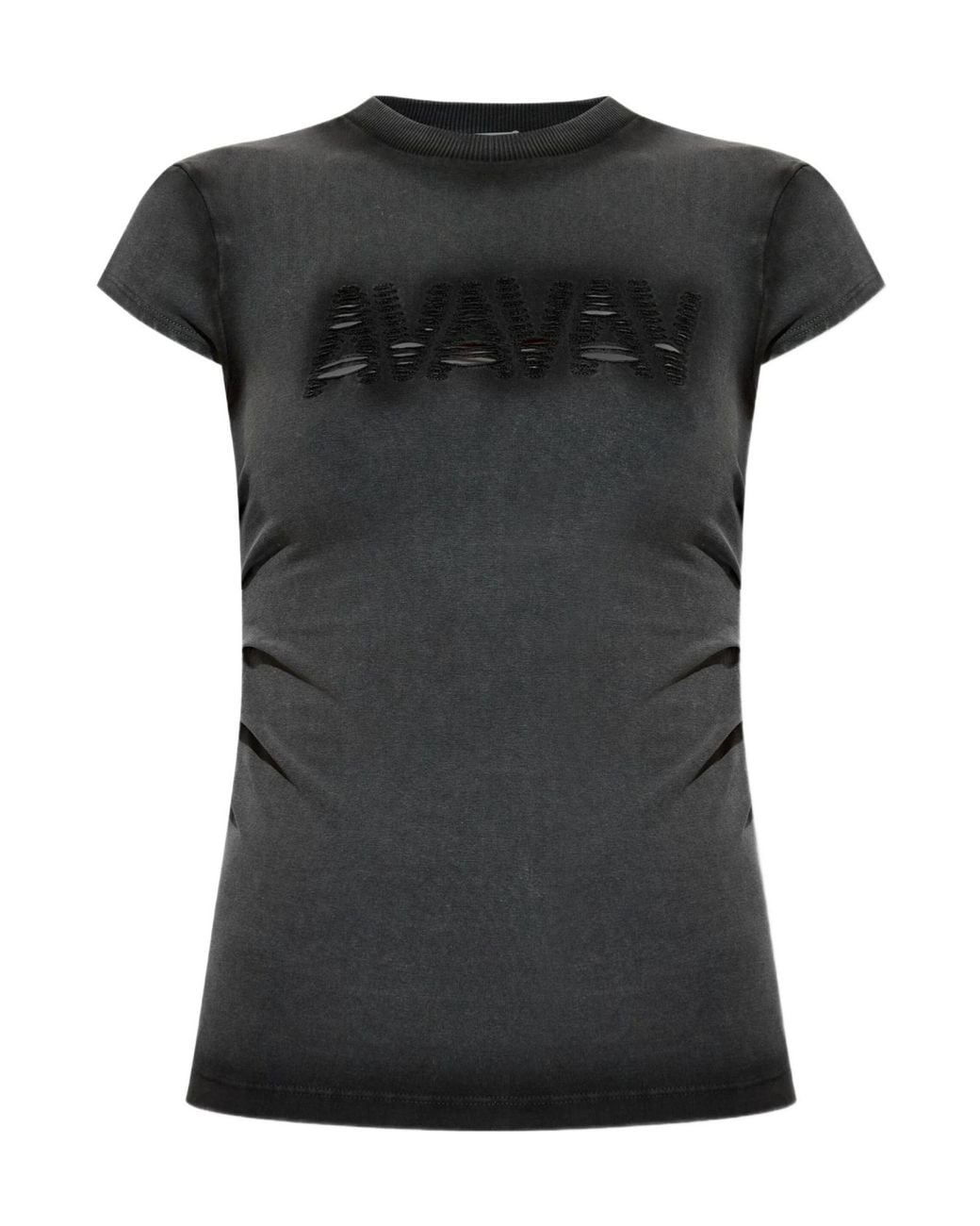 AVAVAV Black Cut-Out Logo Detailed T-Shirt for men