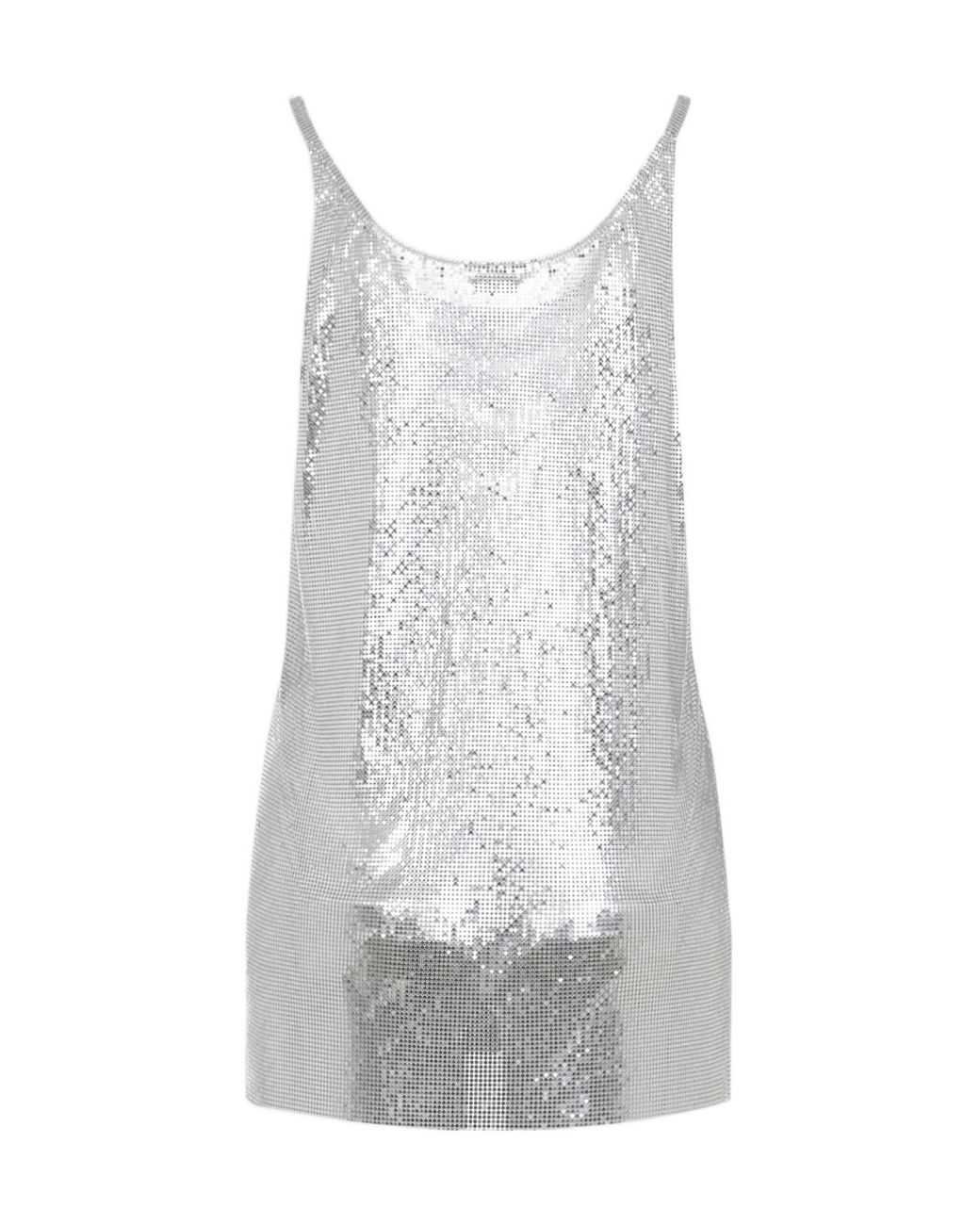 Rabanne White Embellished Sleeveless Top