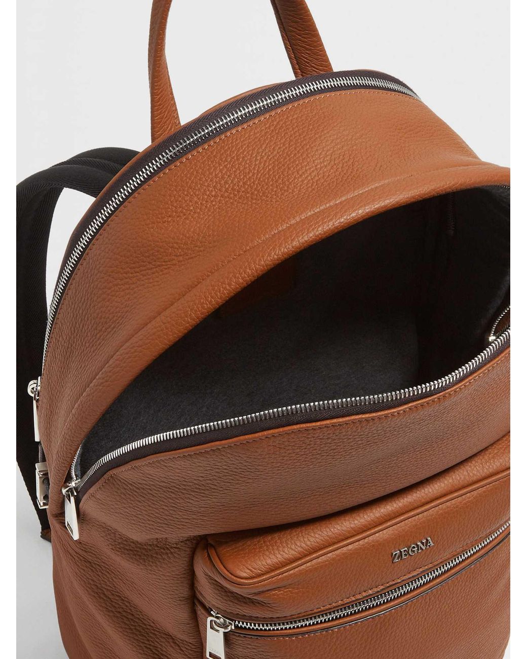 Zegna Brown Logo Lettering Backpack for men