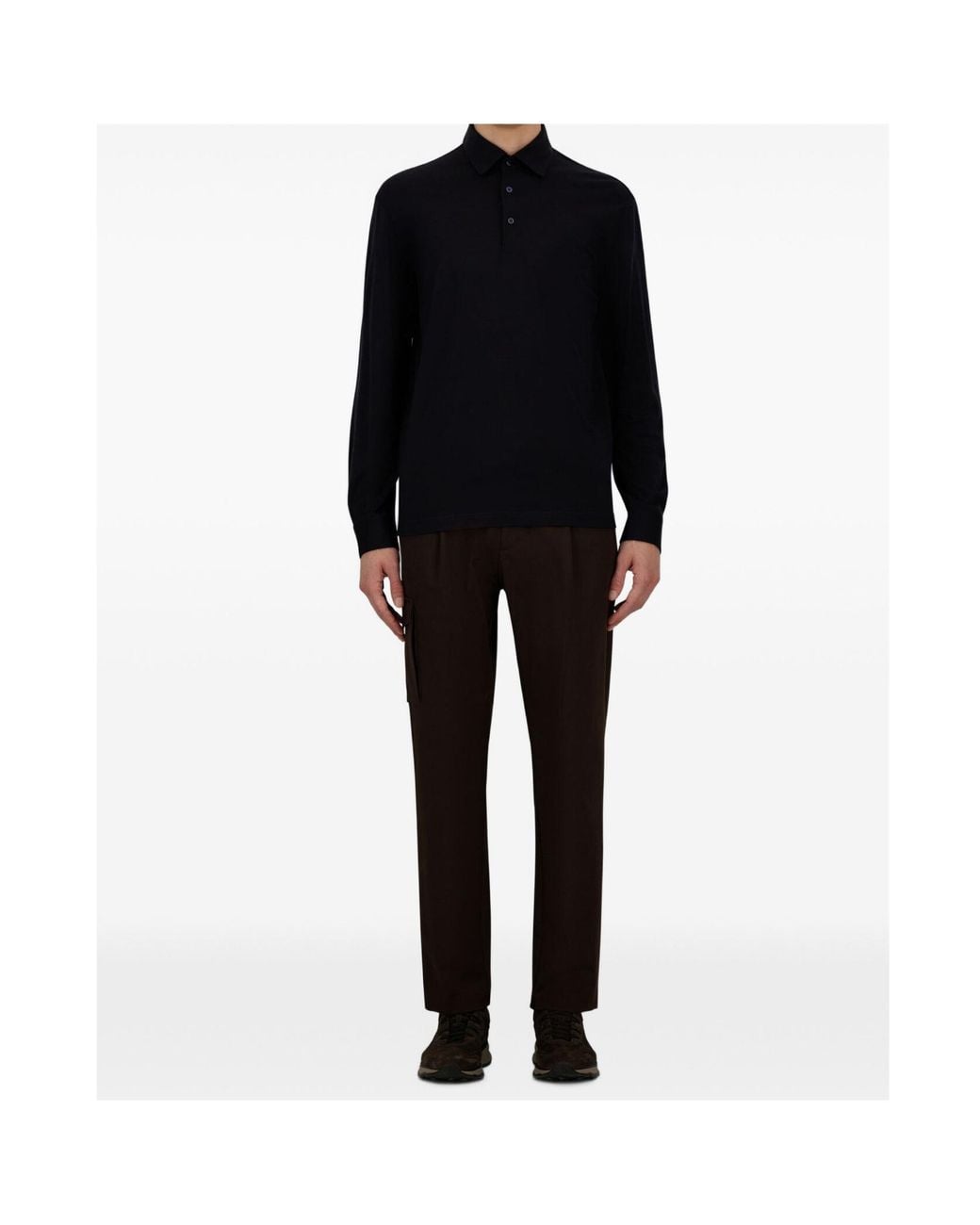 Herno Blue Long-Sleeve Polo Shirt for men
