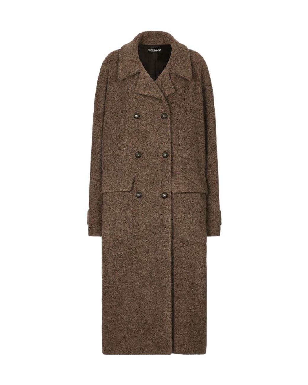 Dolce & Gabbana Brown Double-Breasted Mid-Length Coat