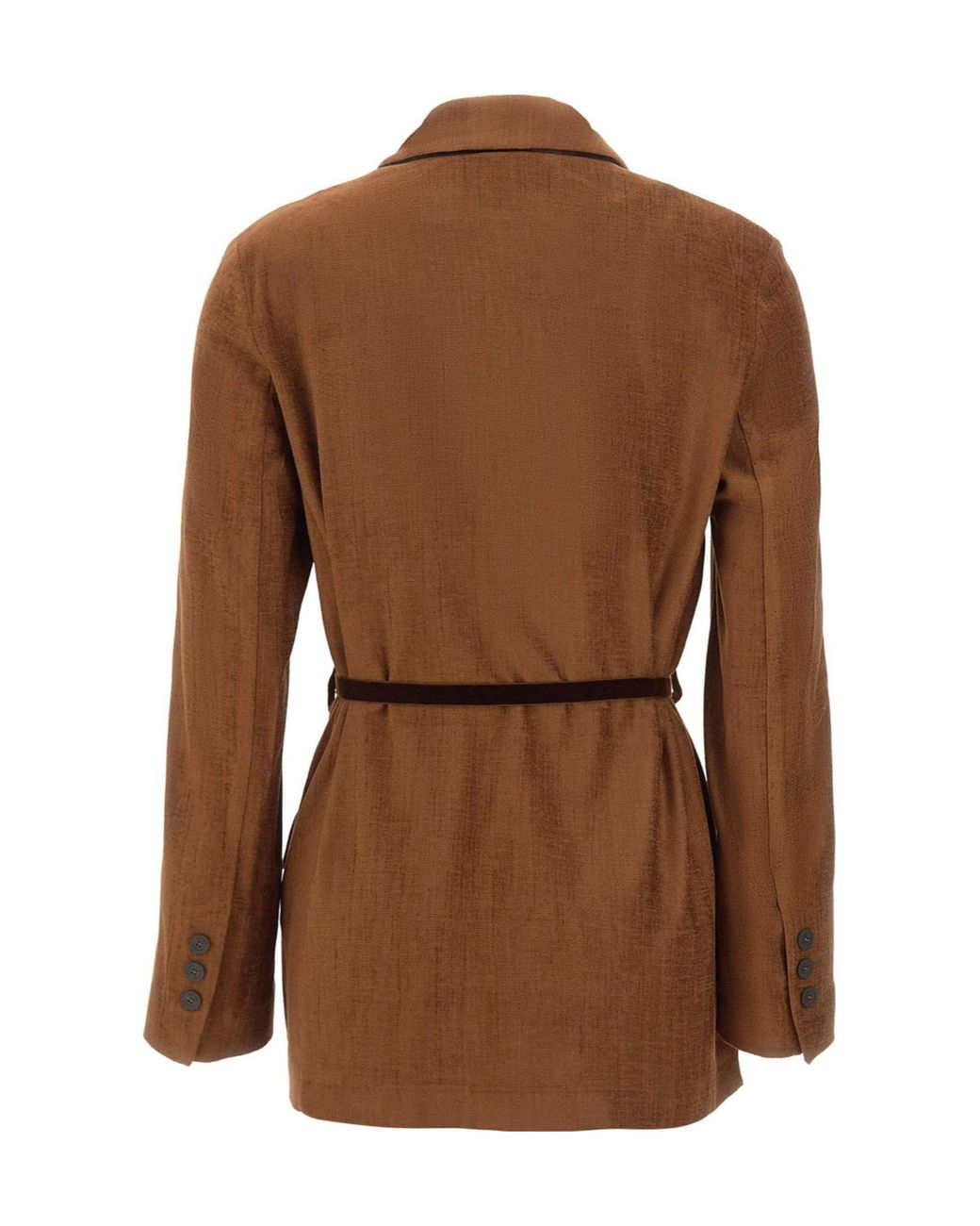Kaos Brown Belted Suede-Effect Blazer