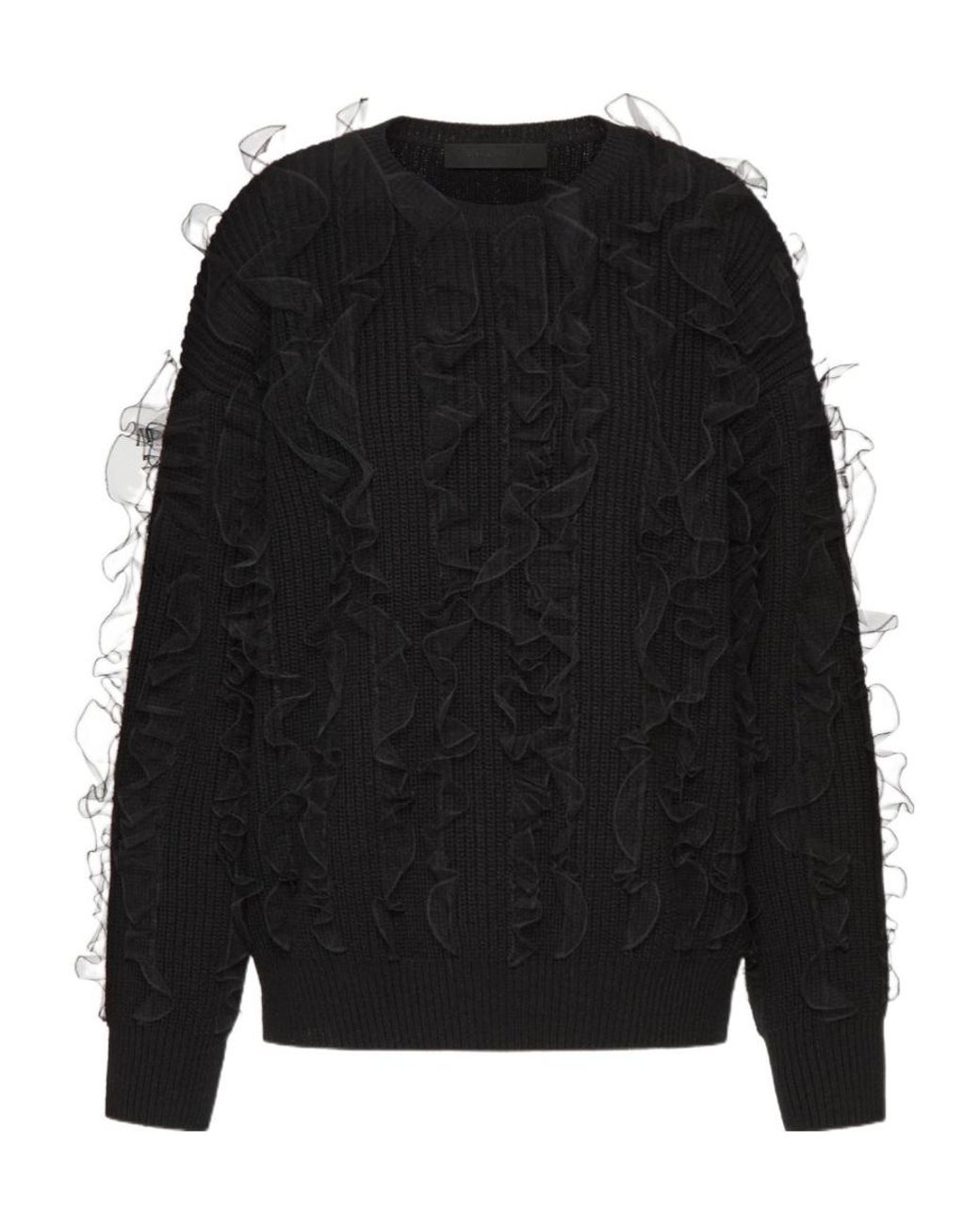 Valentino Black Embroidered Wool Jumper