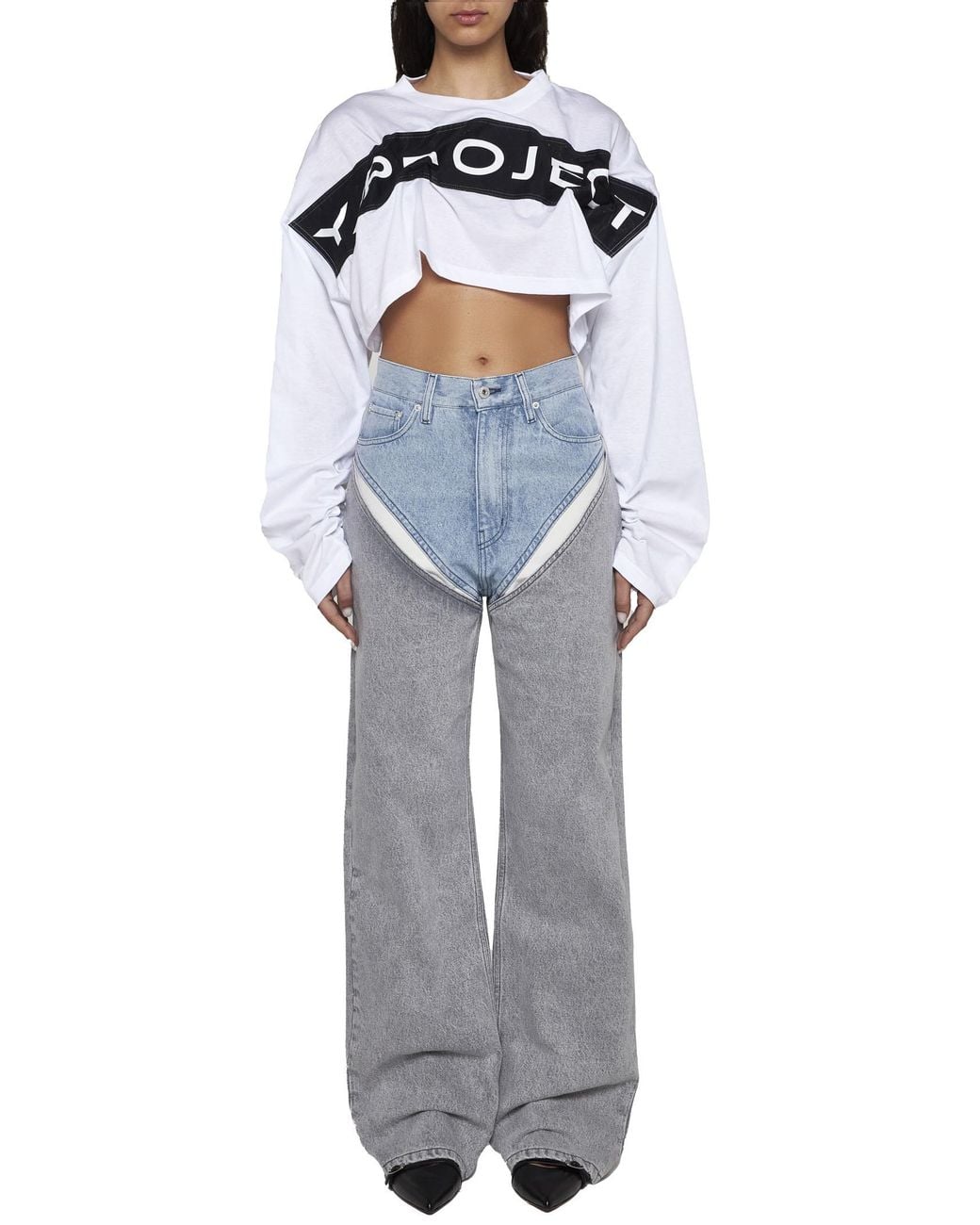 Y. Project Black Logo Detailed Cropped Top
