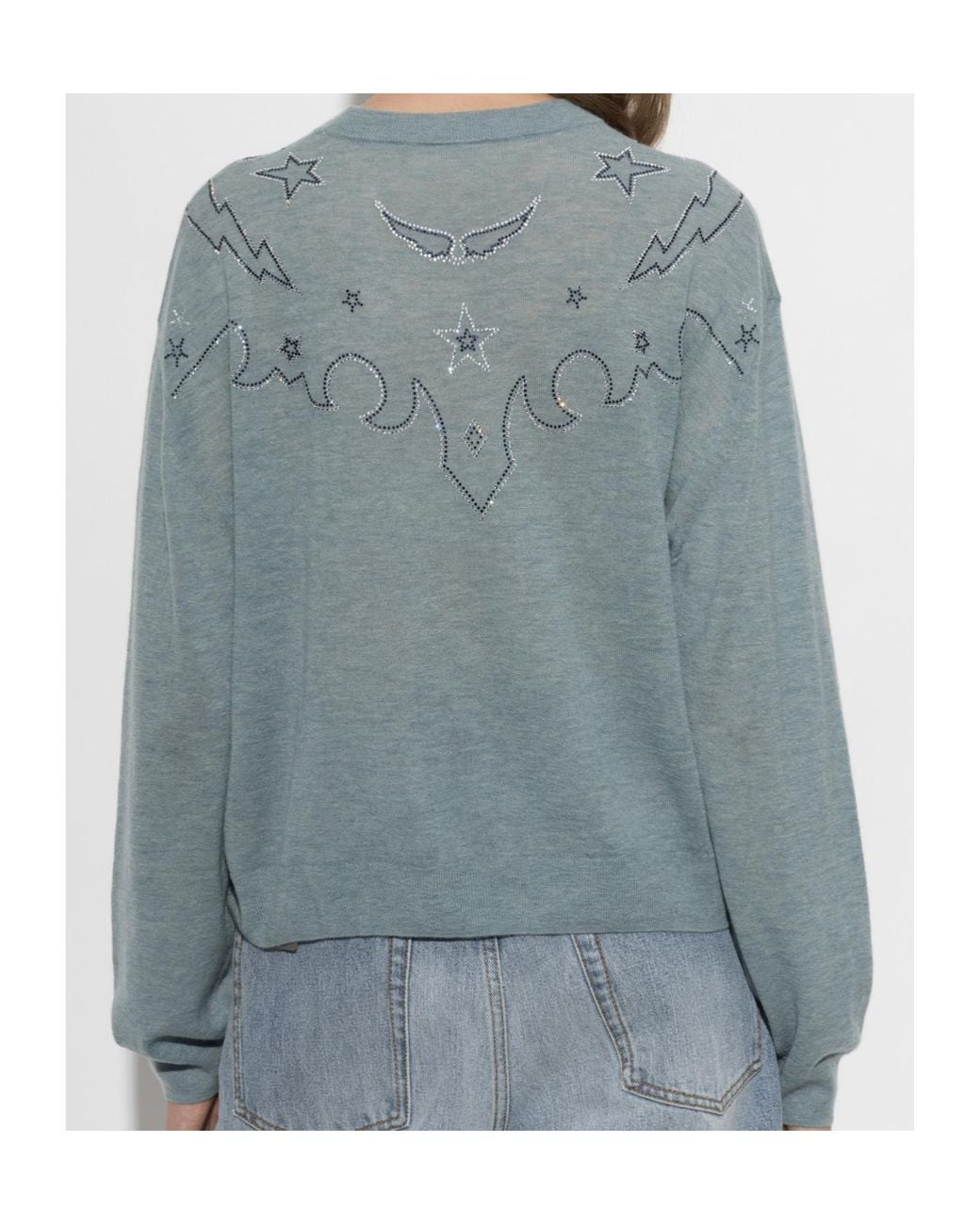 Zadig & Voltaire Blue Swapy Embroidered Knitted Sweater