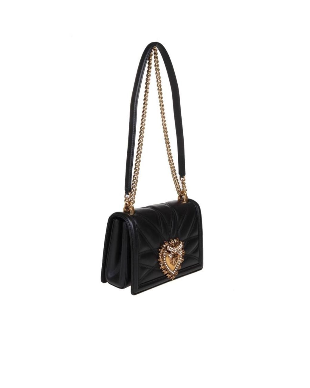 Dolce & Gabbana Black Devotion Logo Plaque Shoulder Bag