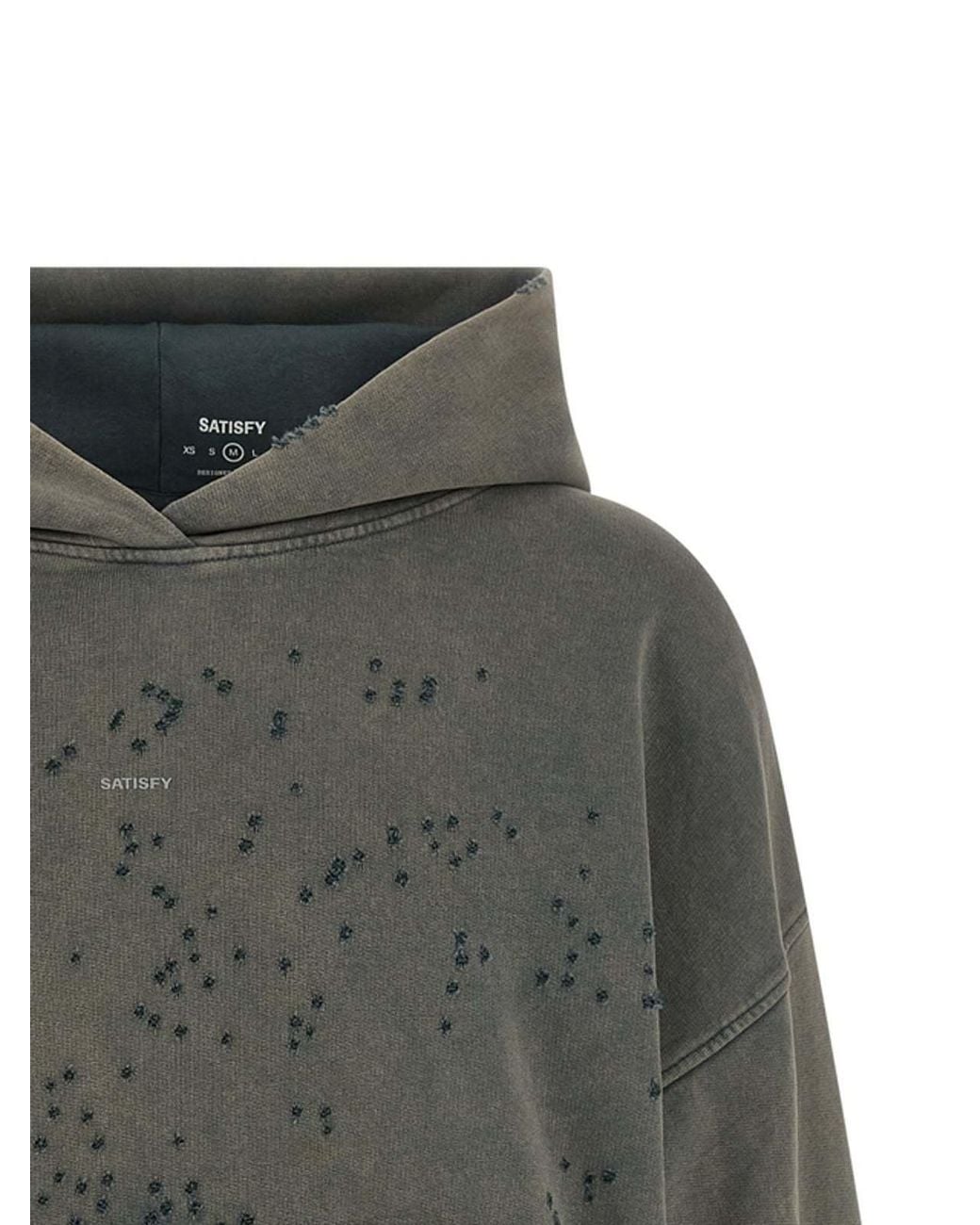 Satisfy Gray Mothtech Distressed Hoodie for men