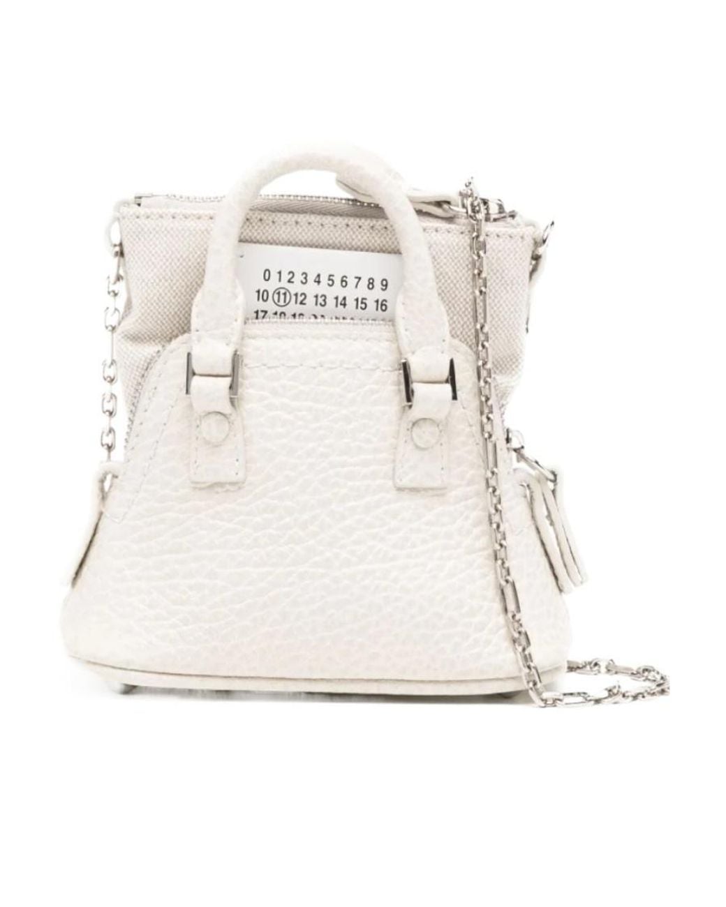 Maison Margiela White Numbers-Patch Zipped Mini Shoulder Bag