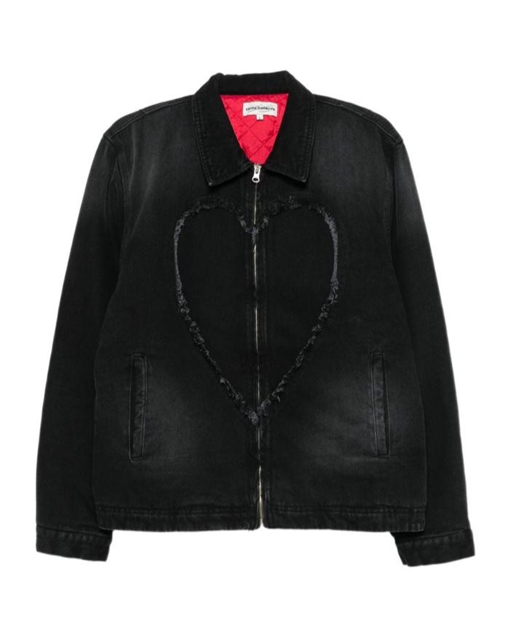 Carne Bollente Black Heart-Pattern Denim Jacket for men