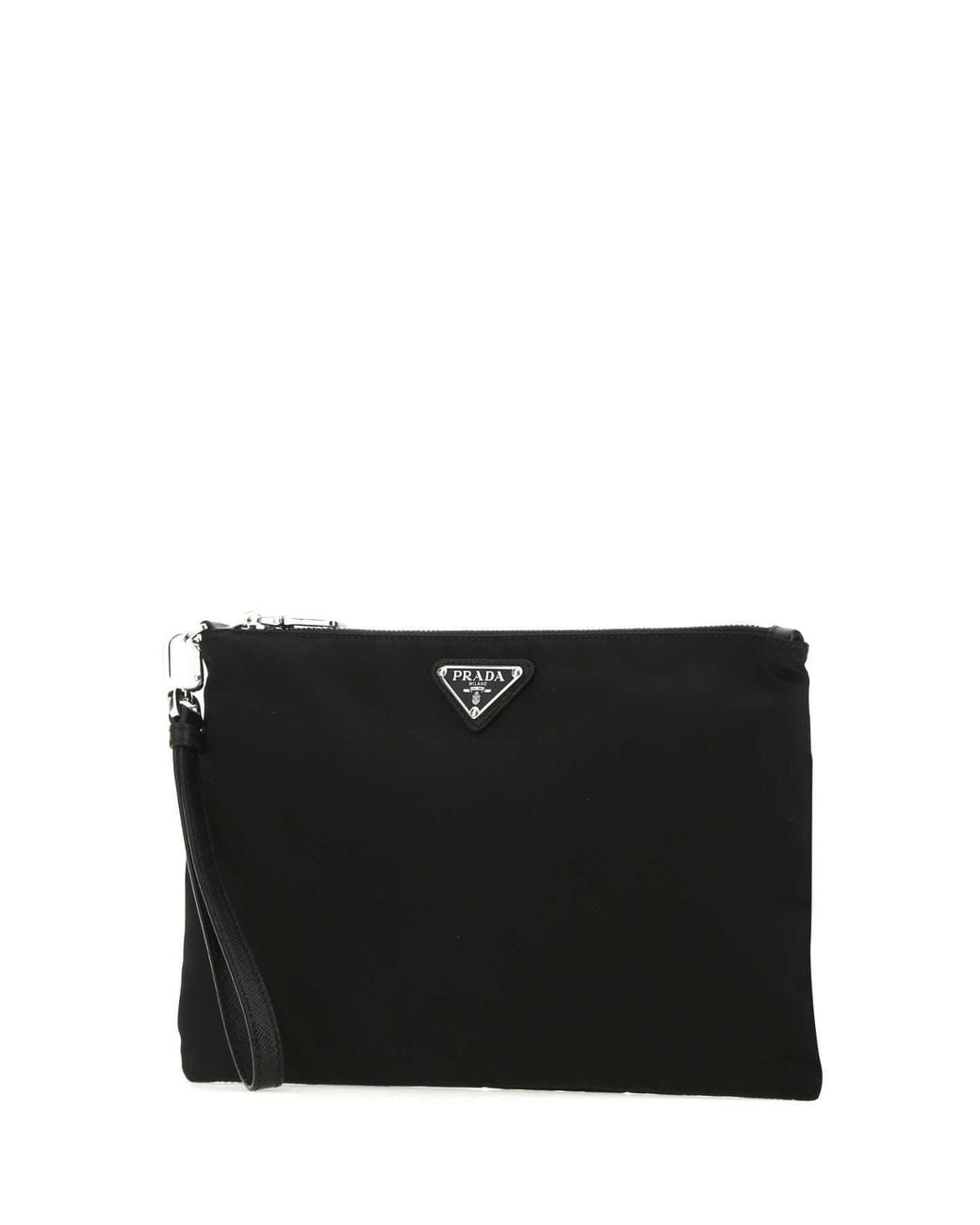 Prada Black Re-Nylon And Saffiano Leather Pouch for men