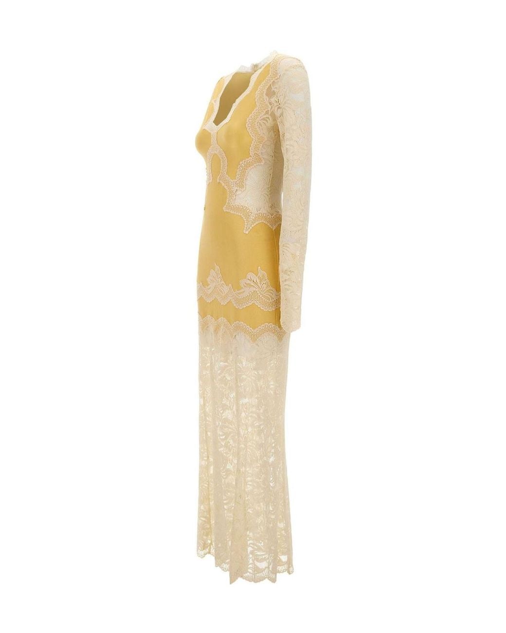 Rabanne Metallic Rabanne Lace Panel Maxi Dress