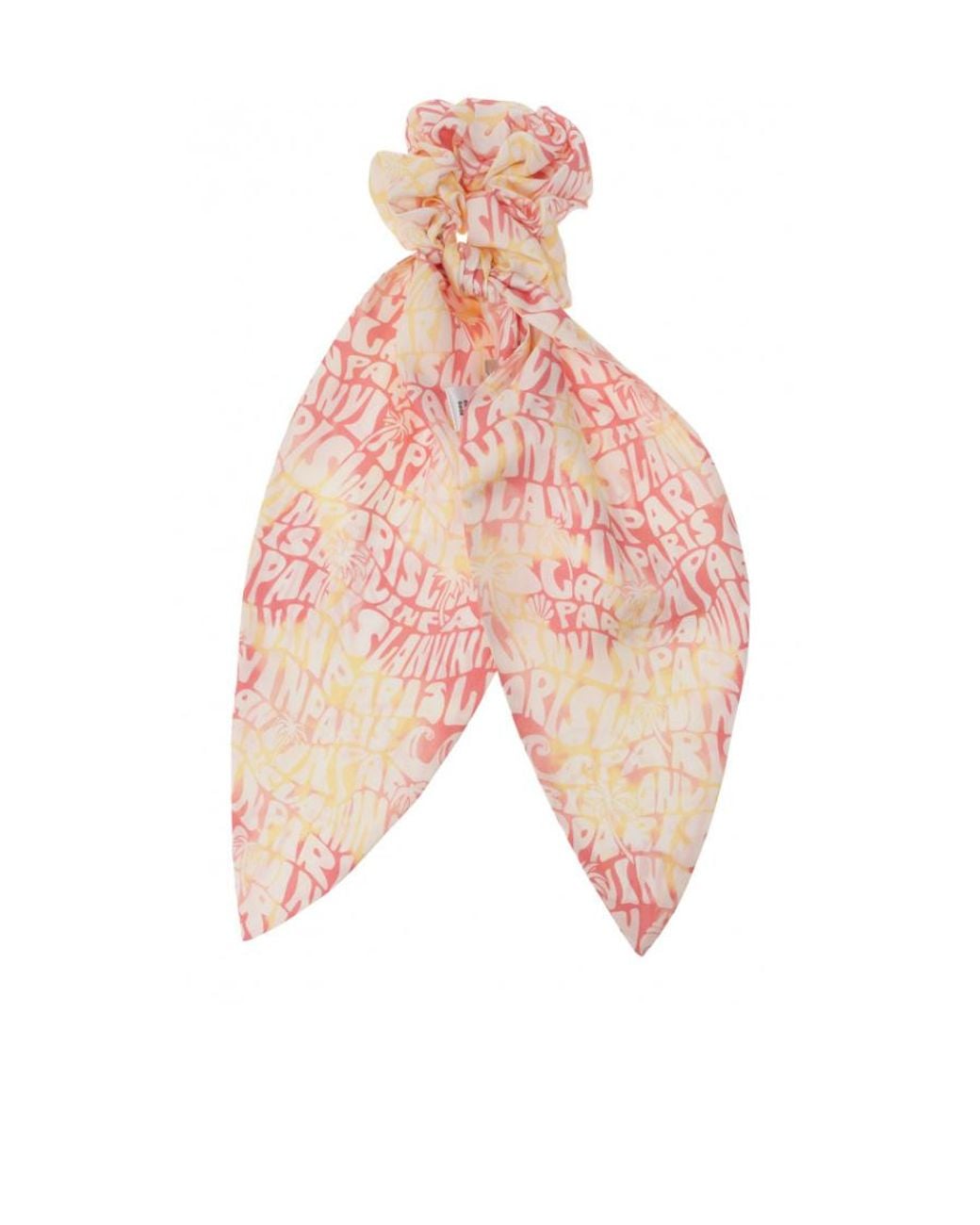 Lanvin Pink Logo-Pattern Scrunchie