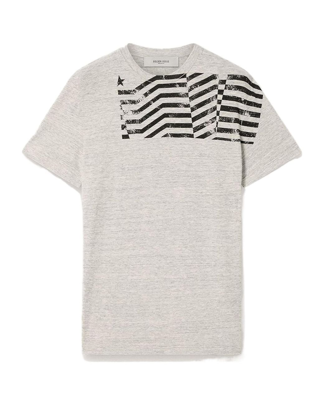 Golden Goose Deluxe Brand White Graphic Printed Crewneck T-Shirt for men