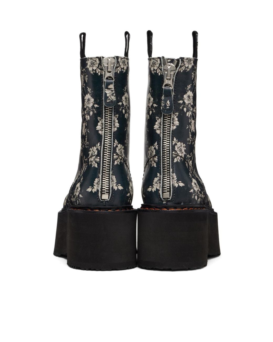 R13 Black Double Stack Print Ankle Boots