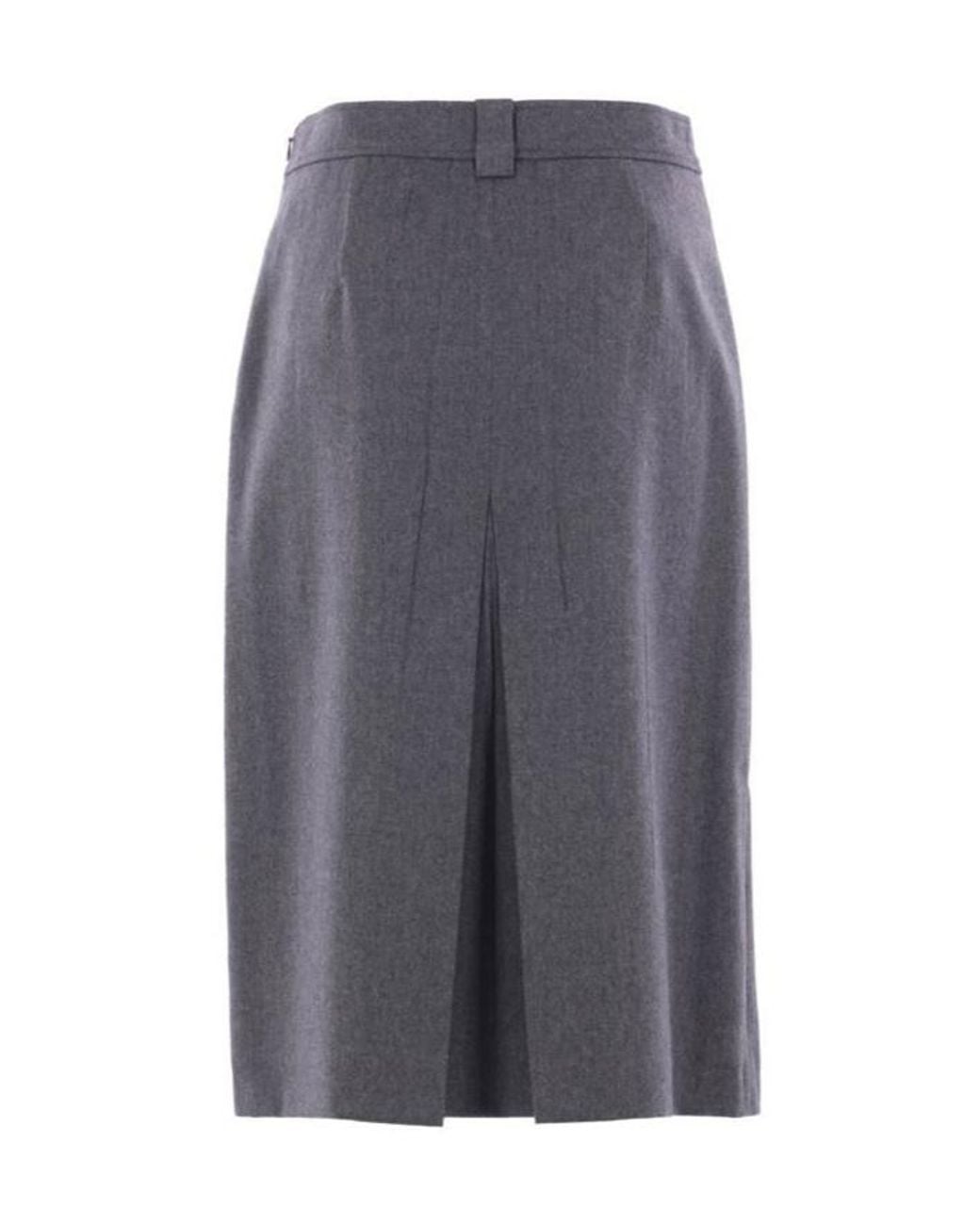 Prada Gray Pleated Midi Skirt