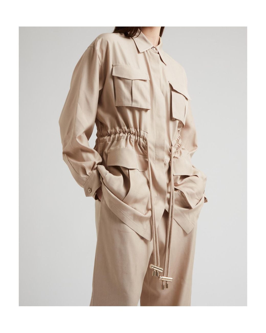 Elie Saab Gray Drawstring Shirt