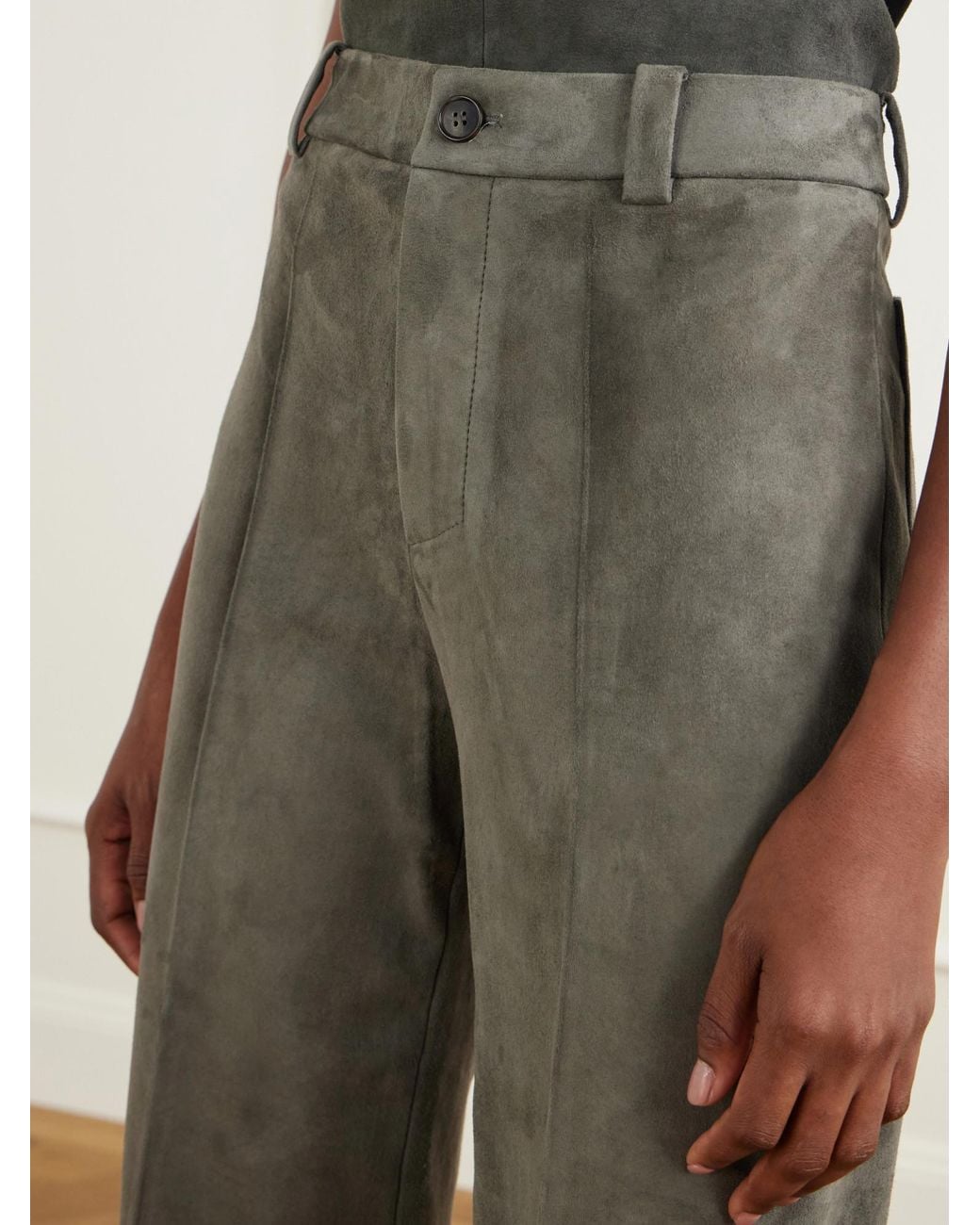 Stouls Gray Suede Wide-Leg Pants