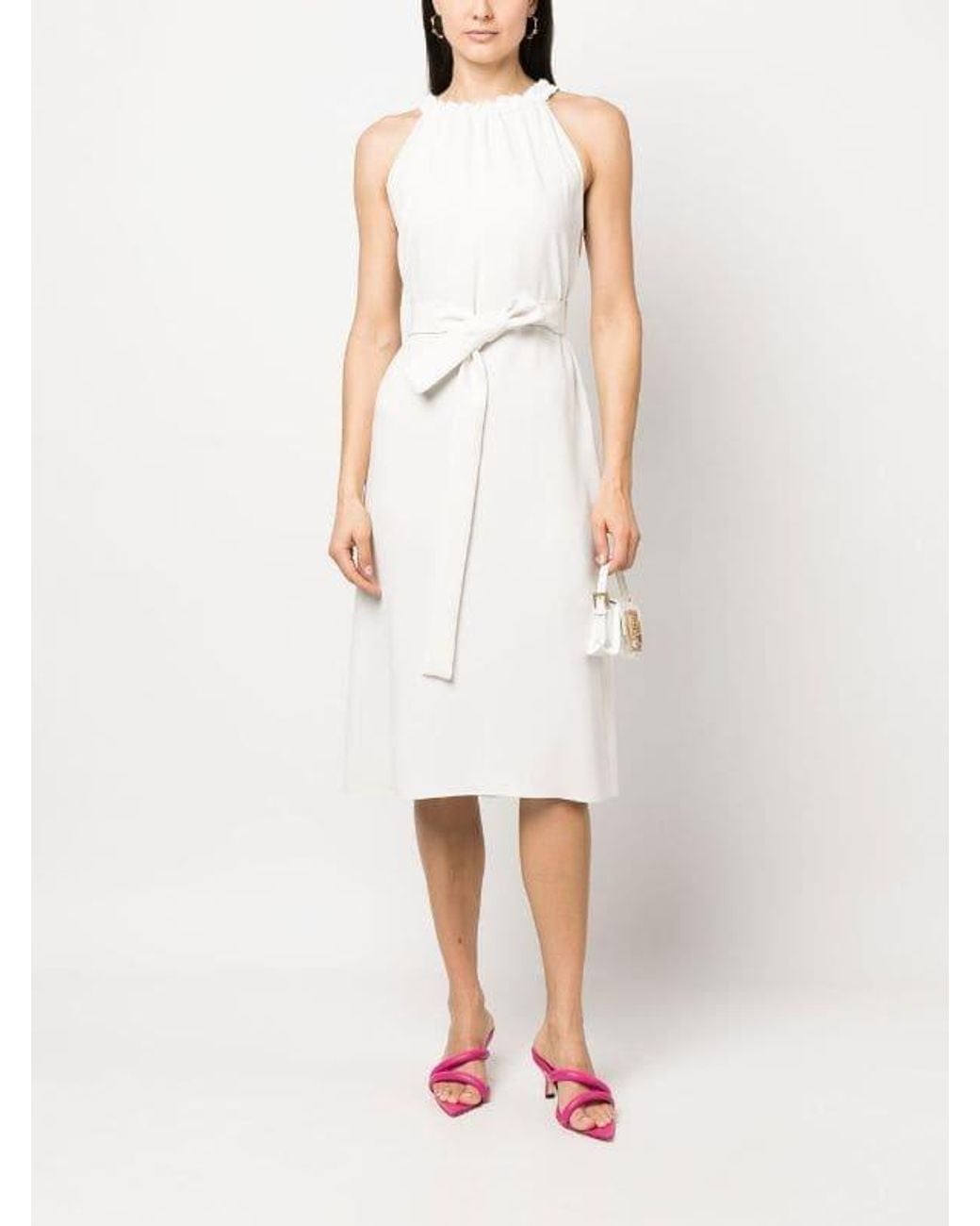 P.A.R.O.S.H. White Belted Waist Dress