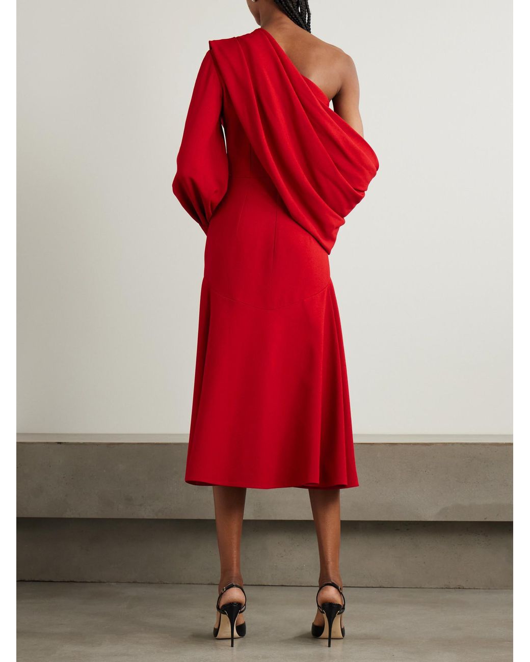 Emilia Wickstead Red One-Shoulder Dress