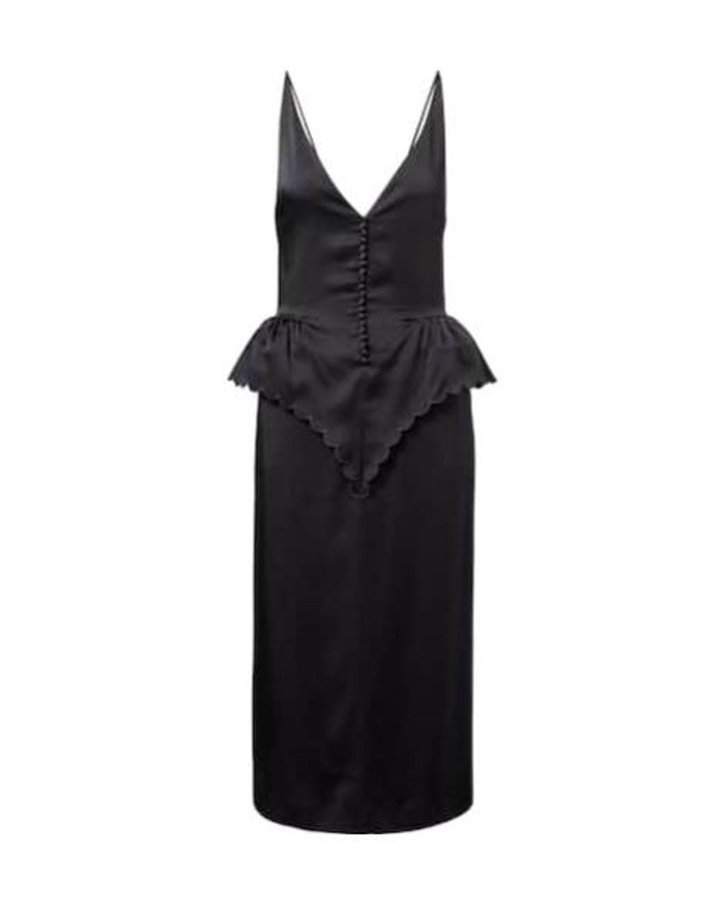 Stella McCartney Black Open-Back Peplum Satin Midi Dress