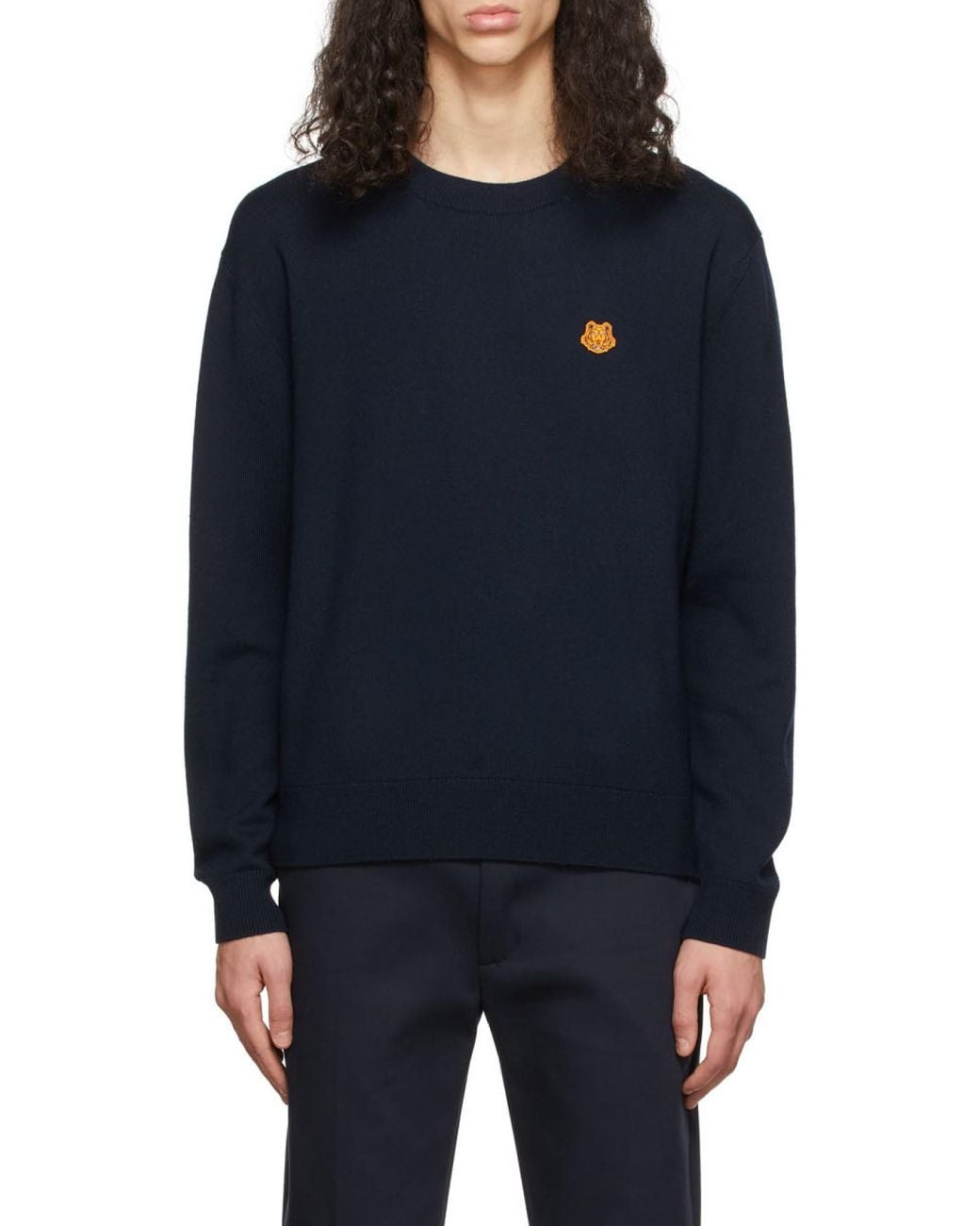 KENZO Blue Tiger Logo-Patch Jumper for men
