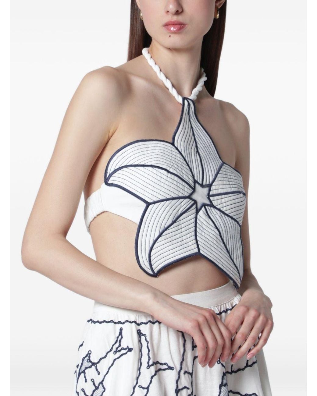 Farm Rio Gray Star-Shaped Halterneck Top