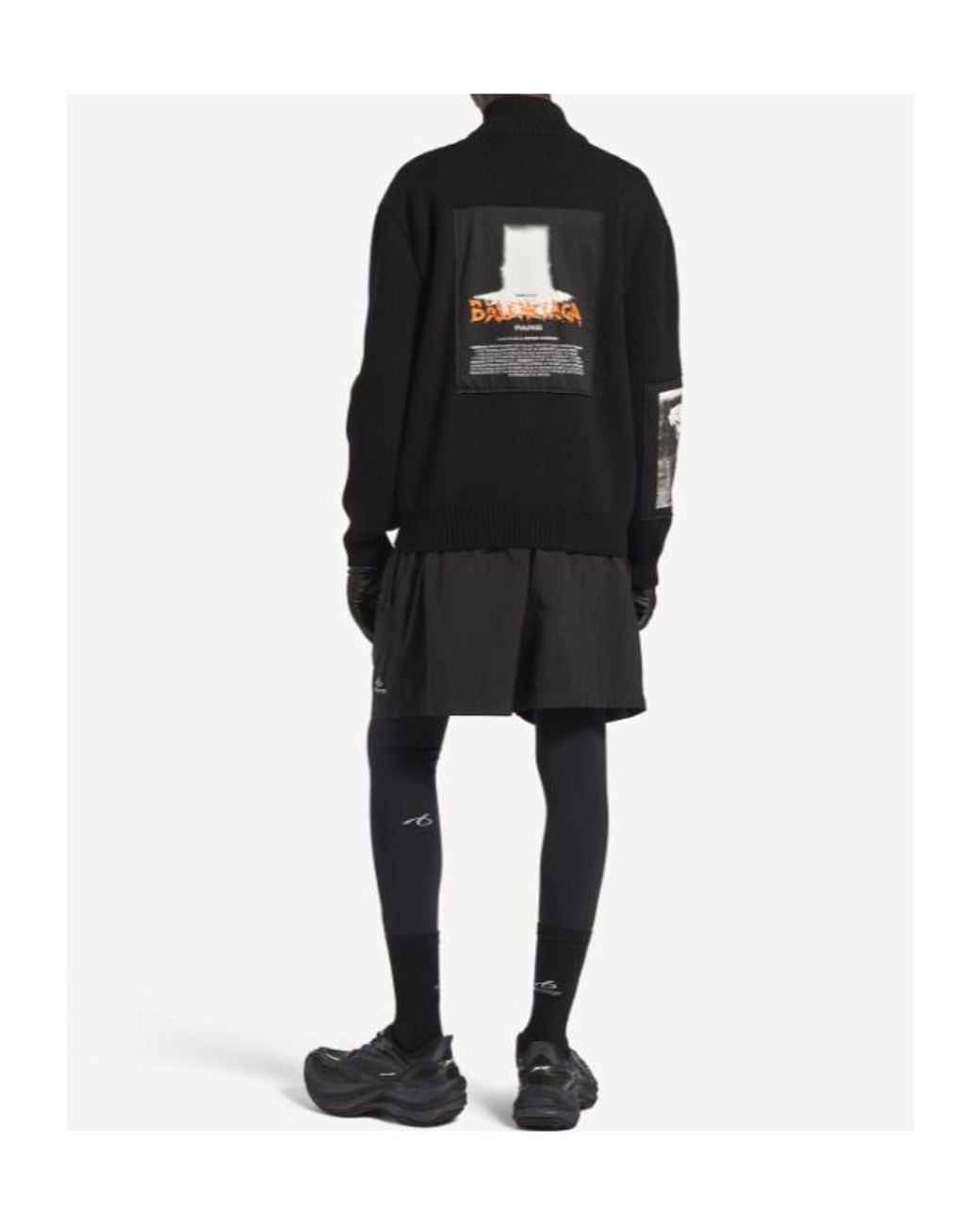 Balenciaga Black Graphic Zip-Up Cardigan for men