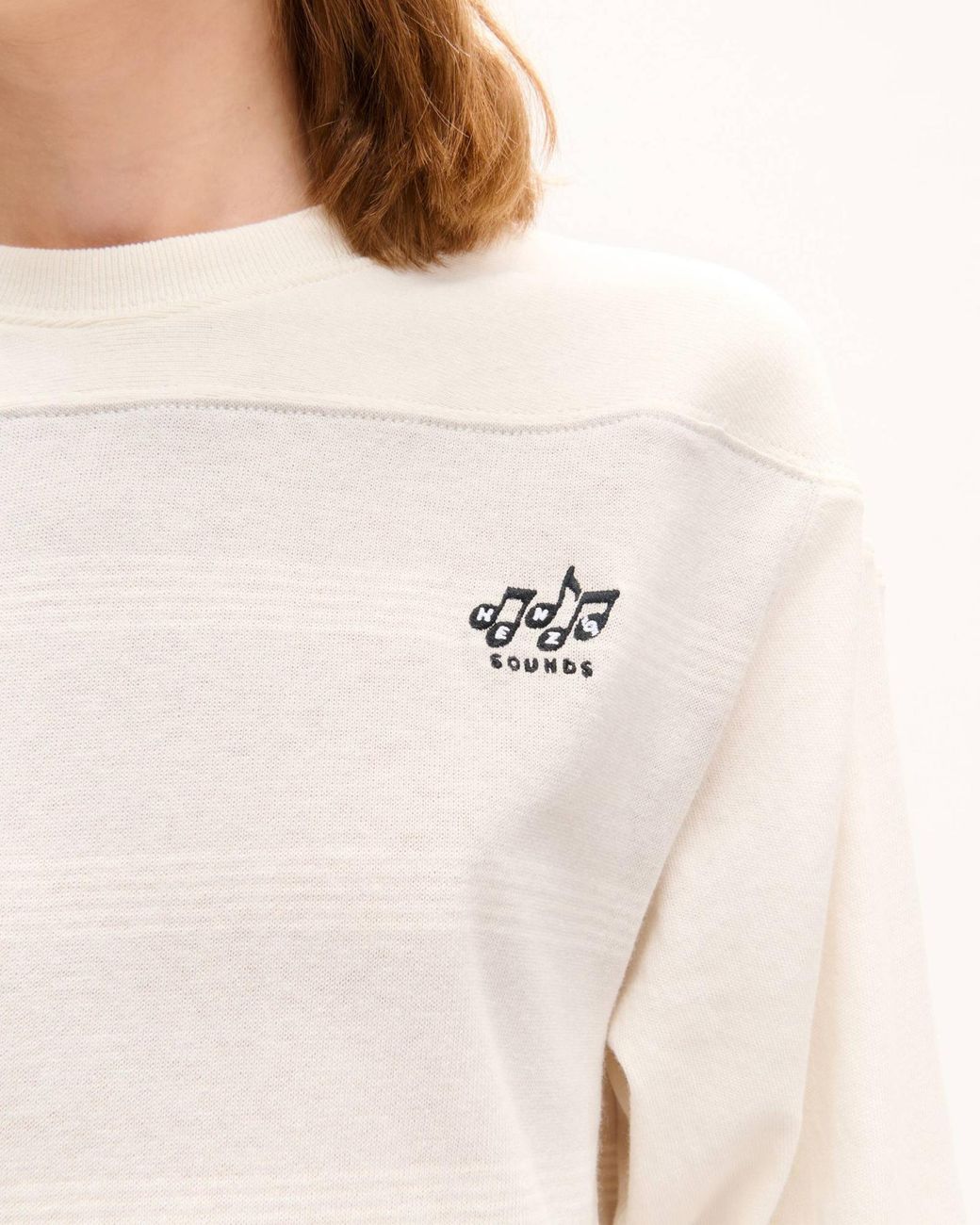 KENZO White Sounds' Embroidered Mariniere Long Sleeves T-Shirt
