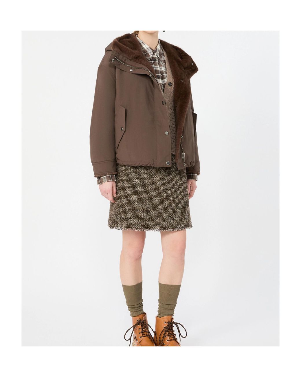 Weekend by Maxmara Natural Virgin Wool-Blend Tweed Mini Skirt