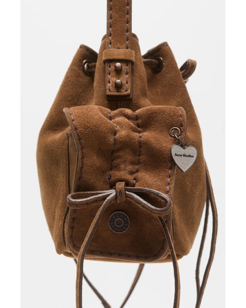 Acne Brown Mini Multipocket Suede Shoulder Bag
