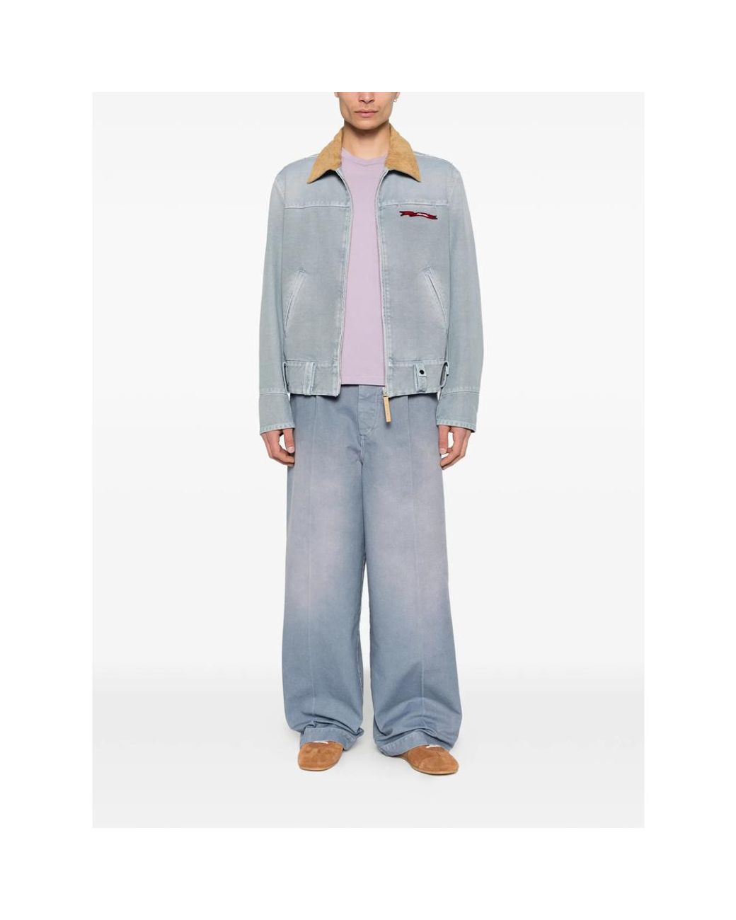 Marni Blue Contrast Collar Zip Jacket for men
