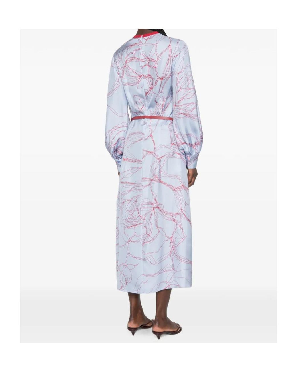 Fabiana Filippi Purple Floral-Print Belted Midi Dress