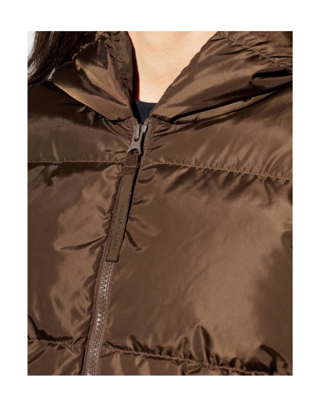 Canada Goose Brown Logo Embroidered Zip-Up Hooded Jacket