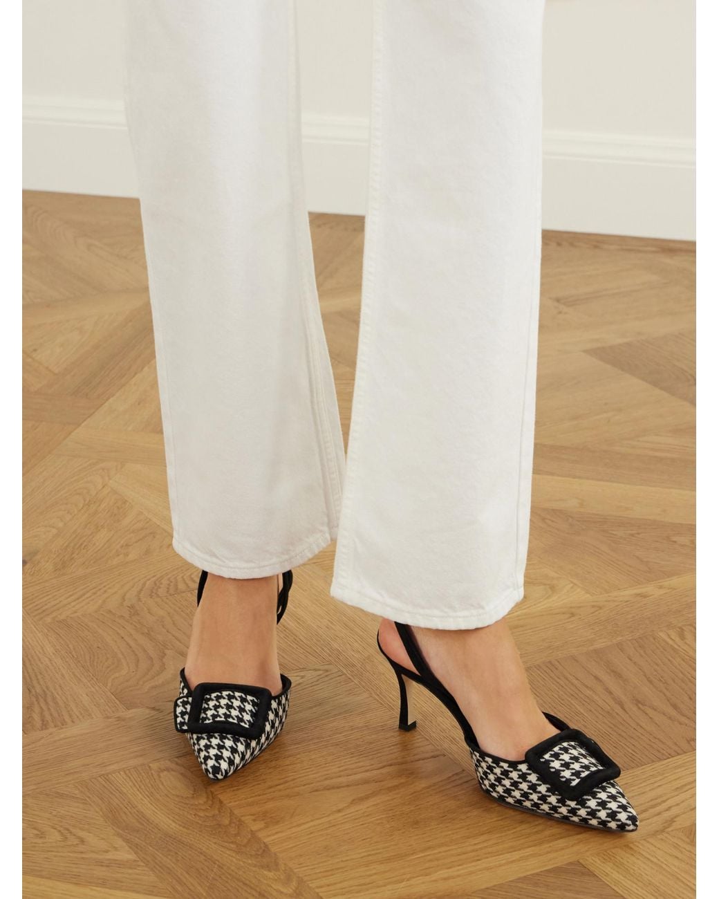 Manolo Blahnik Black Houndstooth High Heels