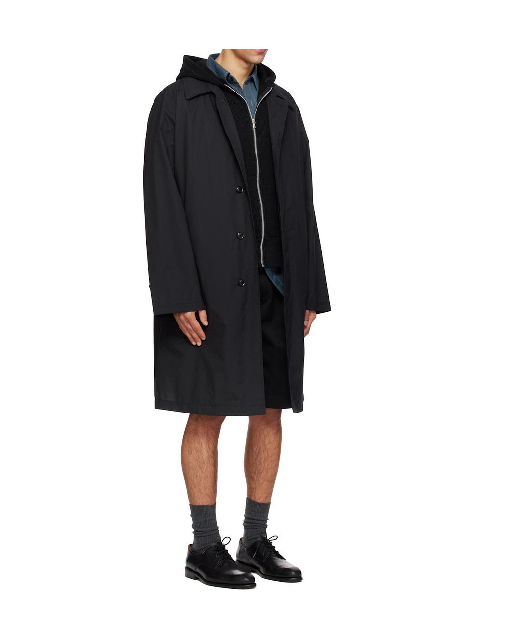 Nanamica Black Balmacaan Foldable Coat for men
