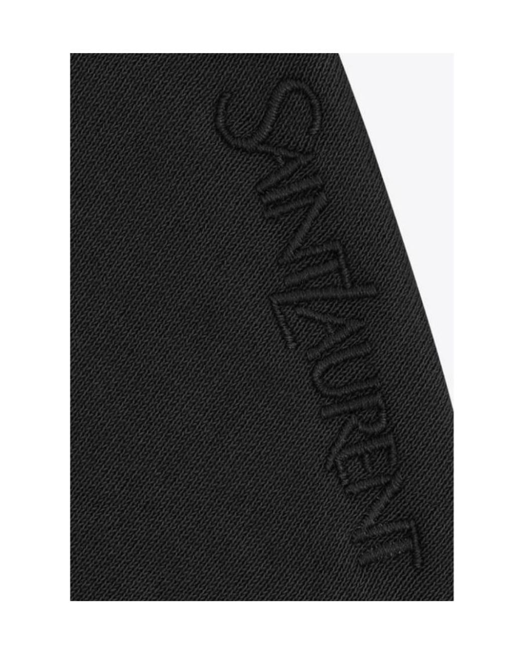 Saint Laurent Black Cropped Cotton Sweatshirt
