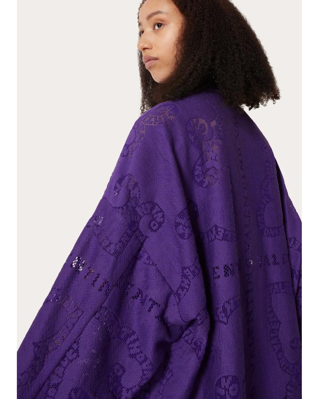Valentino Purple Cut-Out Lace Shirt Minidress