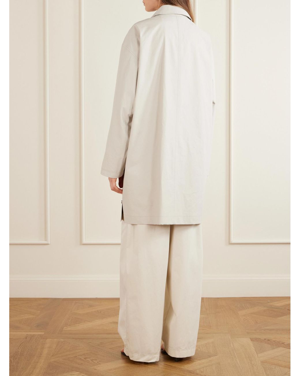 Lemaire White Coated Cotton-Canvas Coat