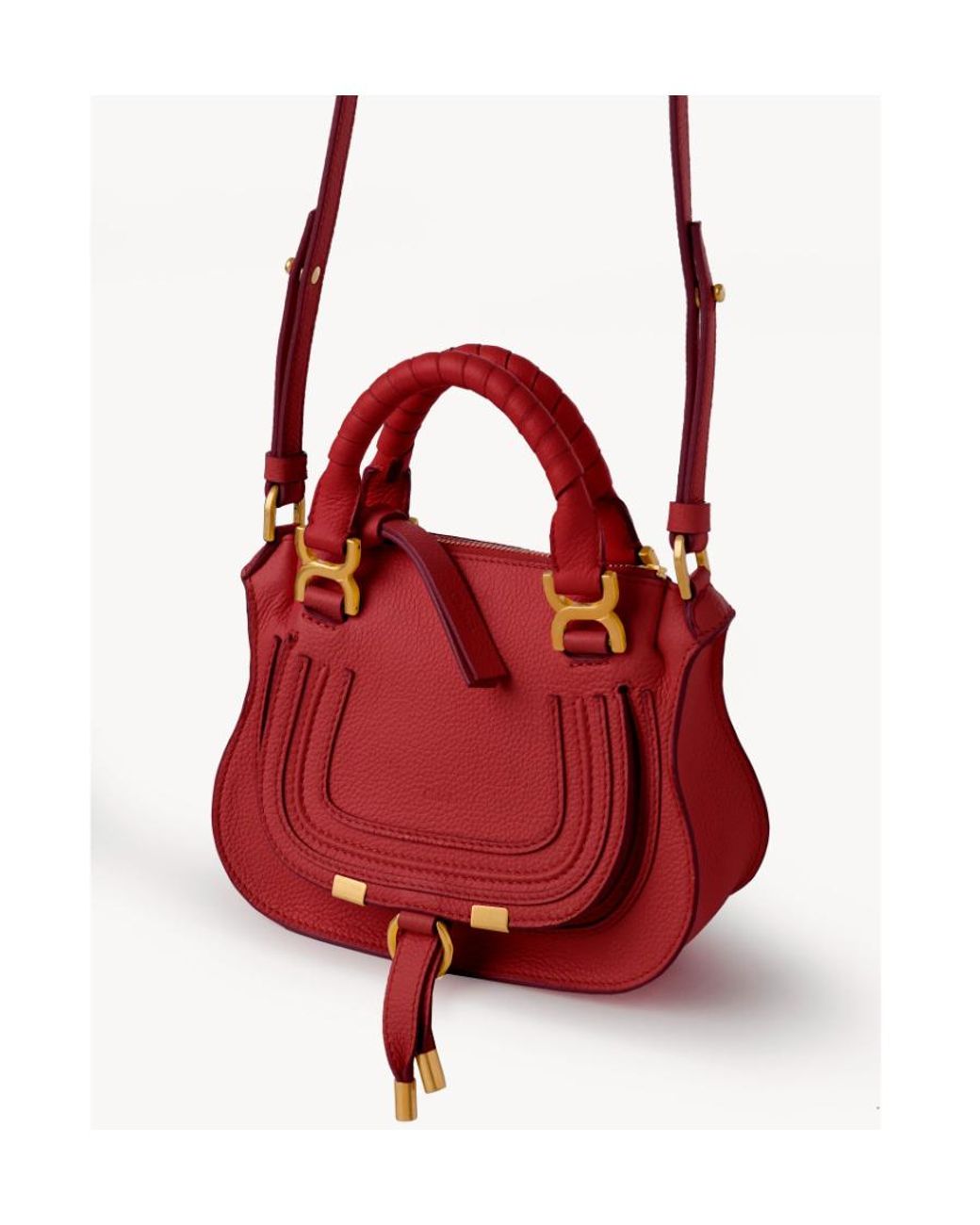 Chloé Red Debossed-Logo Leather Shoulder Bag