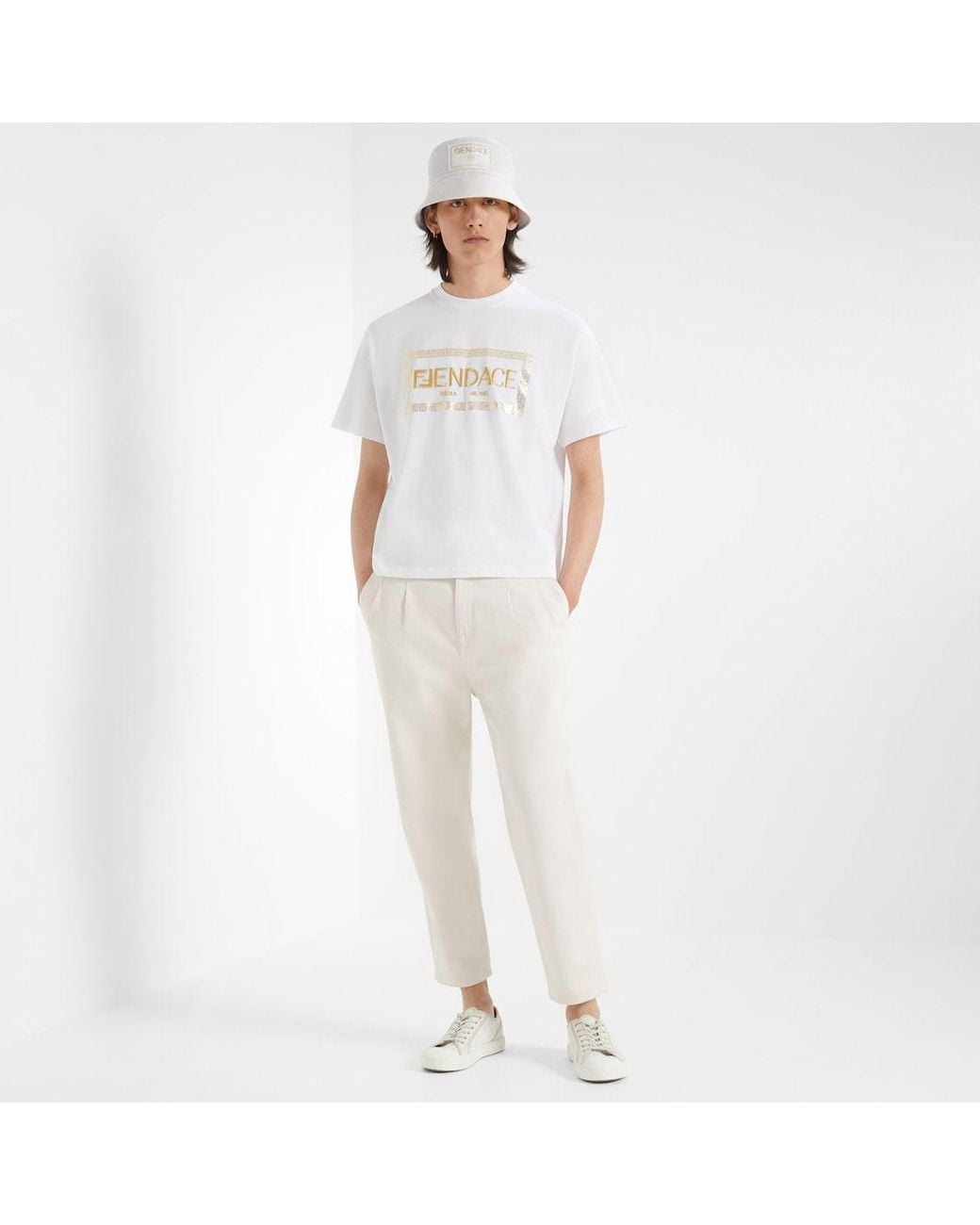 Fendi White Domino Lace-Up Sneakers for men
