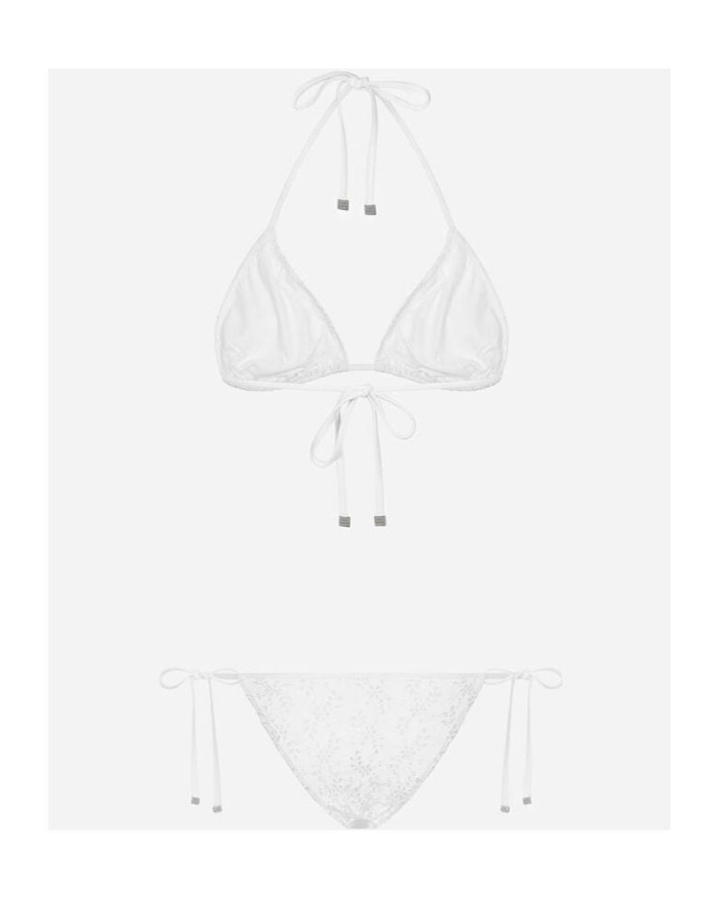 Dolce & Gabbana White Broderie Anglaise Triangle Bikini
