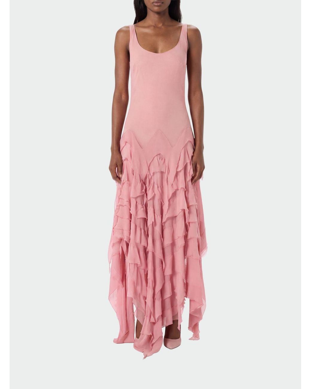 Blumarine Pink Georg Ruffled Asymmetric Dress