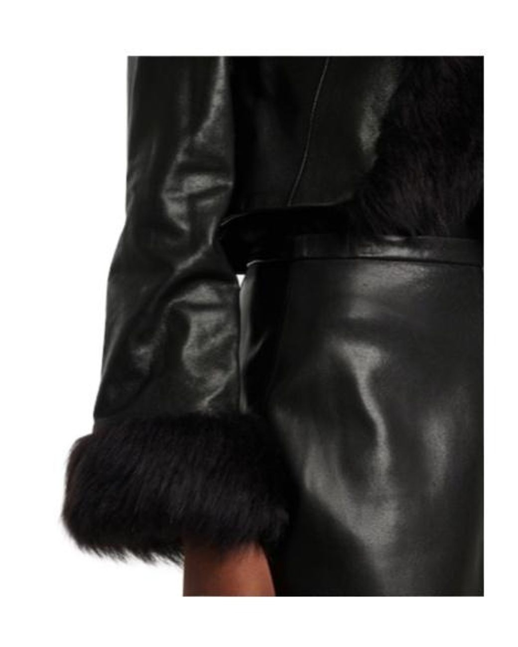 Nour Hammour Black Shearling-Trimmed Leather Jacket