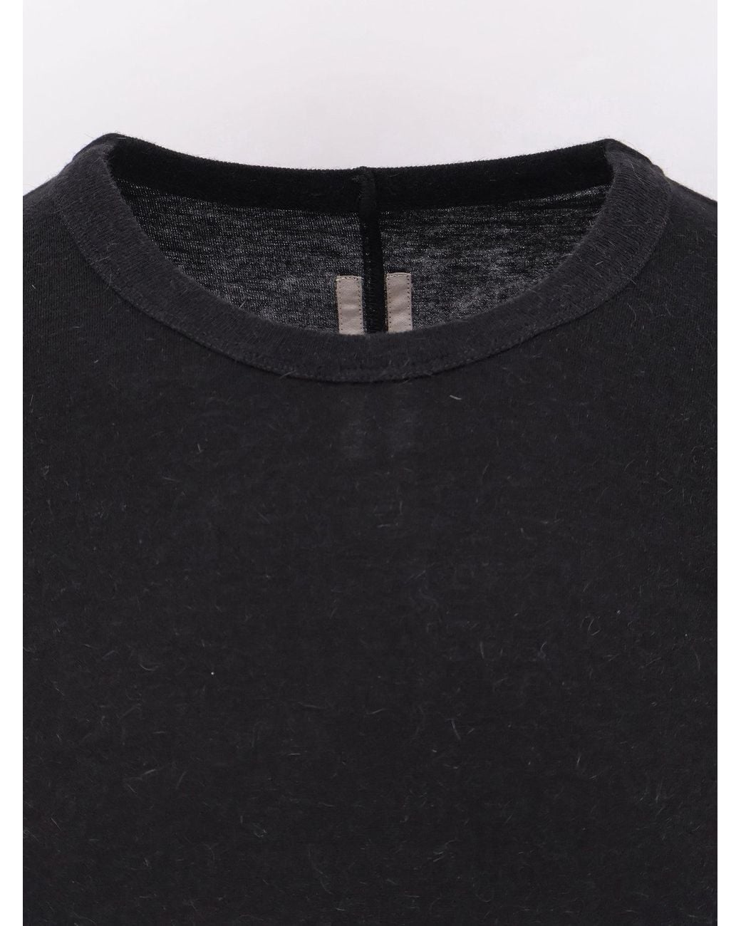 Rick Owens Black Fine-Knit Long-Sleeved T-Shirt for men