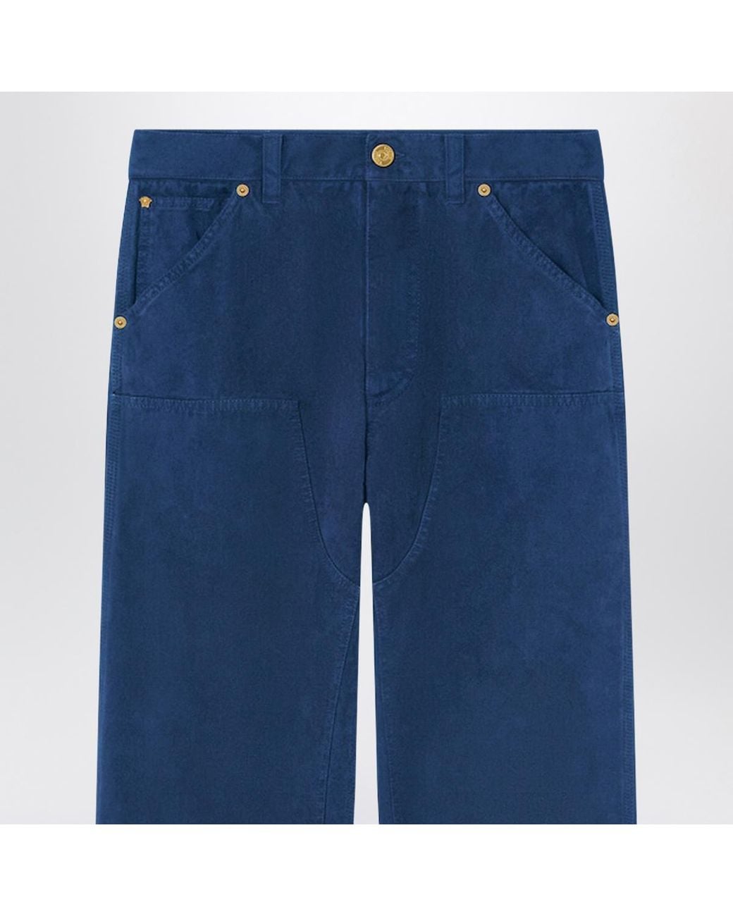 Versace Blue Logo-Patch Straight-Leg Jeans for men