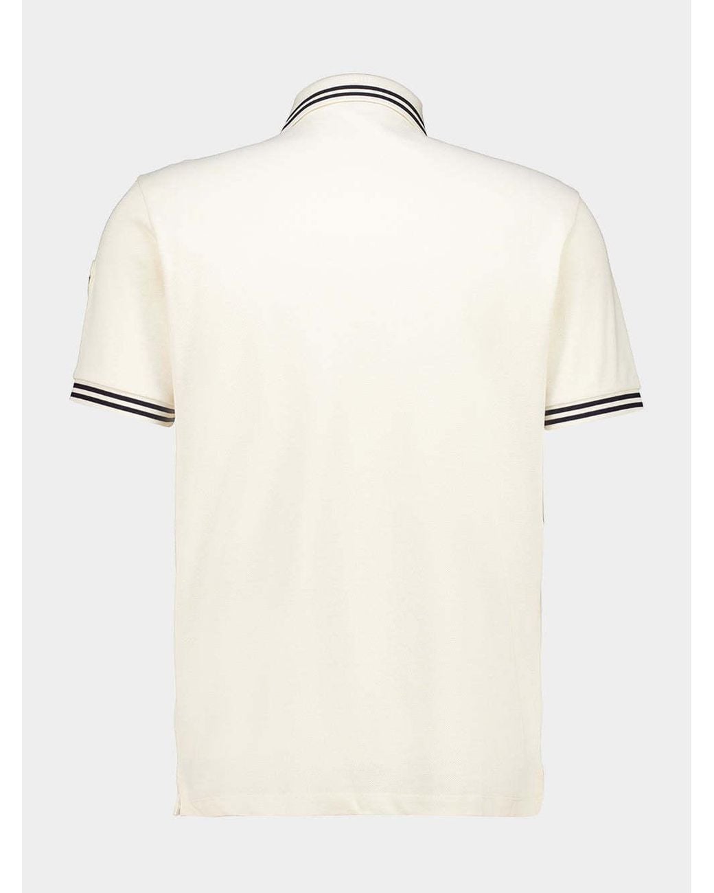 Moncler Natural Tipped Trim Logo Polo Shirt for men