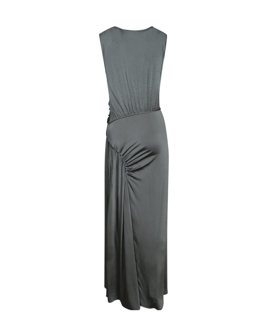 Giorgio Armani Gray Draped Embellished Dress