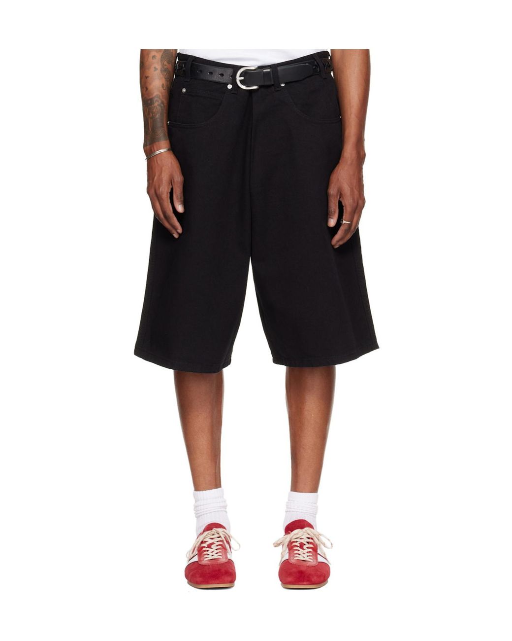 Lu'u Dan Black Kriss Kross Belt Loop Denim Shorts for men