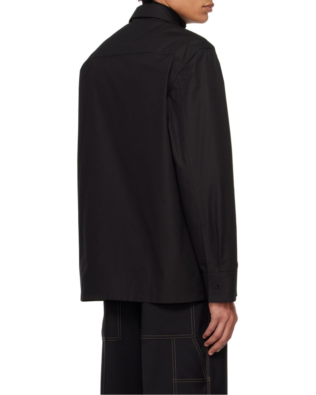 Jil Sander Black Long Sleeved Zip-Up Shirt for men