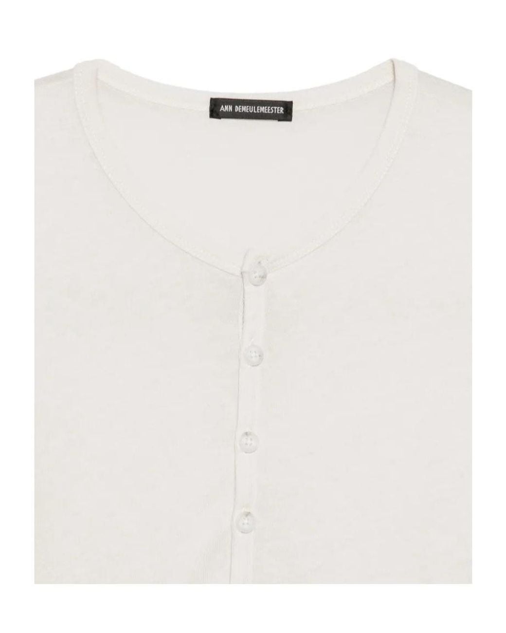 Ann Demeulemeester White Lace-Trim Long-Sleeve T-Shirt